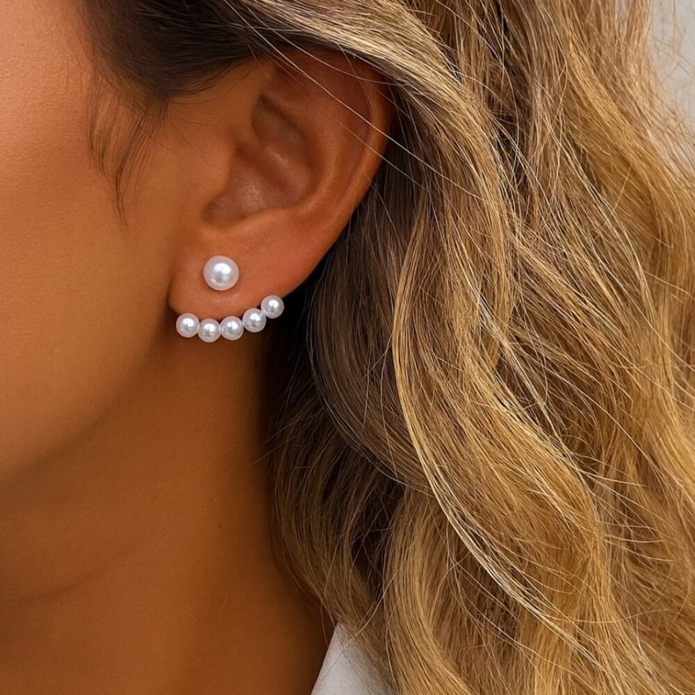 “Anne” Illusion 5-Prong Pearl Earrings